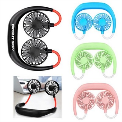 USB Rechargeable Neckband Fan with Adjustable Blades