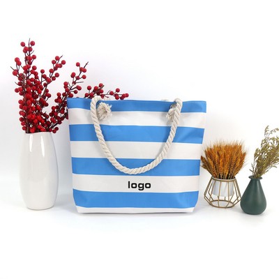 Large Zippered Canvas Beach Bag