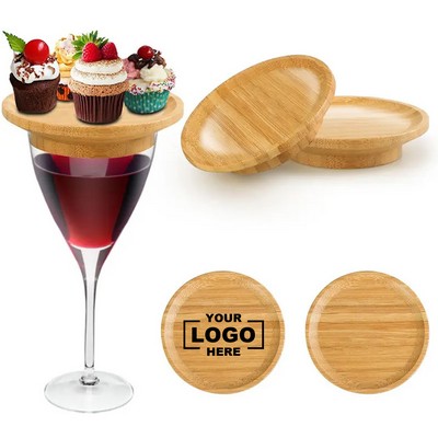 Wooden Wine Glass Lid Dessert Treat Tray