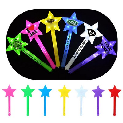 Custom Mardi Gras Spot Star Glow LED Light Stick Plastic Wand for Party Concert Festivals MOQ100PCS