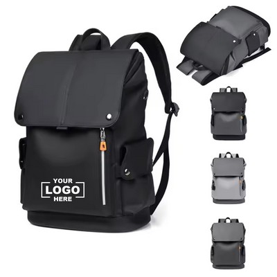 Business Travel Laptop Backpack in Black Leather