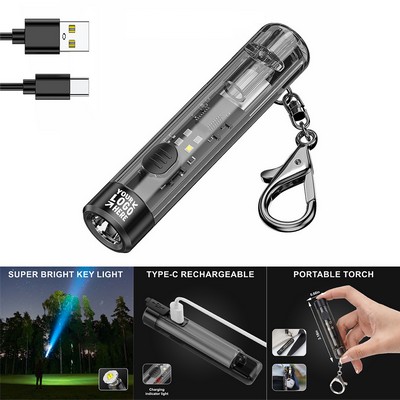 Rechargeable Mini Keychain Flashlight w/ 7 Lighting Modes