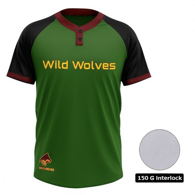 Men's Sublimation 2-Button Baseball Jersey-150G (Interlock)