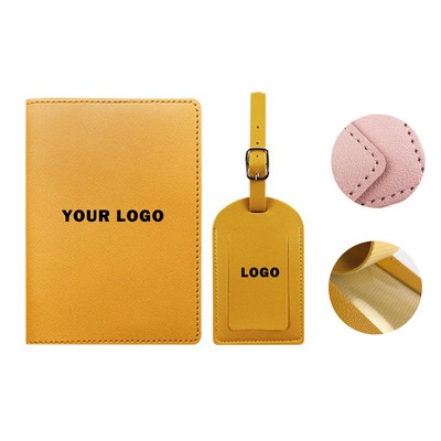 PU Leather Luggage Tag & Passport Cover Set