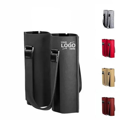 Custom Felt Wine Tote Bag For 2 Bottles