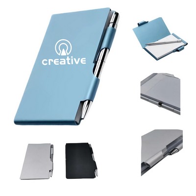 Metal Pocket Notebook with Pen and Refillable Paper