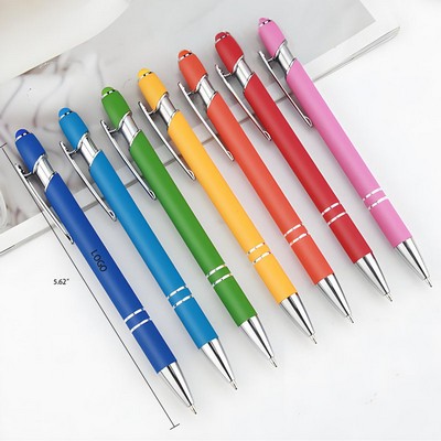 Aluminum Barrel Click Action Ballpoint Pen with Stylus