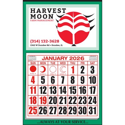 "H" Pad Green Border Apron Calendar