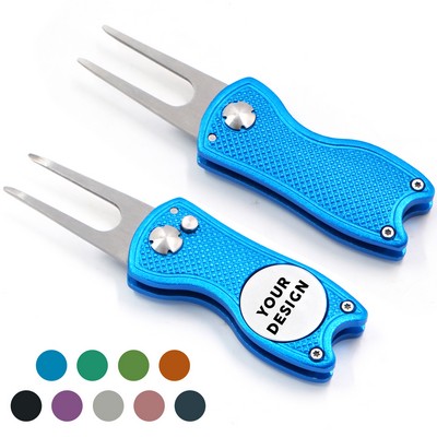 Folding Golf Divot Tool with Aluminum Handle