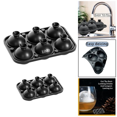 6-Cavity Diamond Silicone Ice Ball Mold w/ Funnel