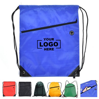 210D Drawstring Backpack With Headphone Jack