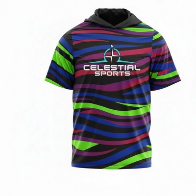 Premium Poly Spandex Short Sleeve Hooded T Shirt Unisex