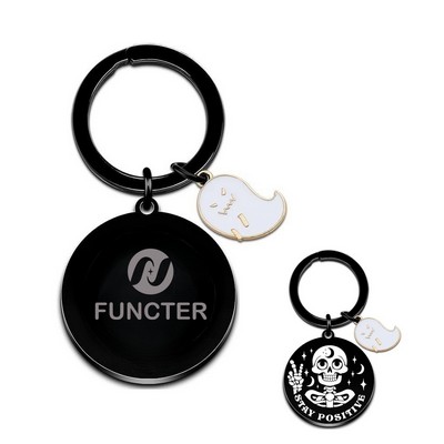 Halloween Skull Keychain With Ghost Icon
