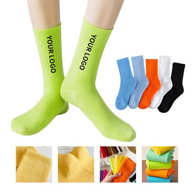 Cotton Mid Tube Sock With Moisture Wicking Breathable Design 7.87" X 3.35"