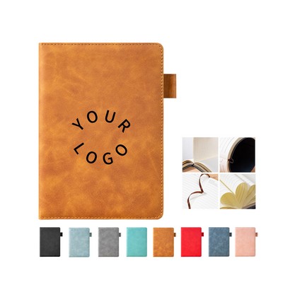 A5 Leather Cover Notebook With Pen 100 Sheets Soft Clear Design