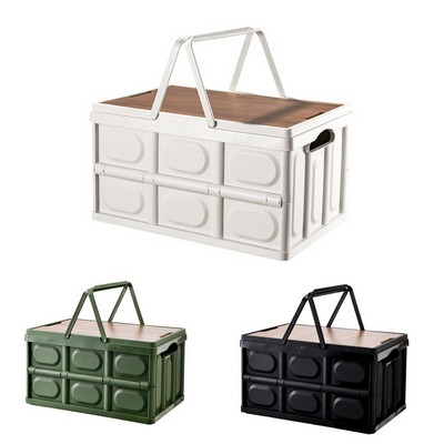 Foldable Wood-Topped Storage Container