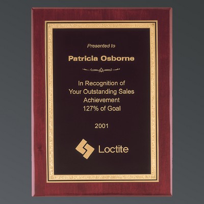 Rosewood Piano Finish Rectangle, Black Brass, Filled Gold Florentine, Medium (8"x10")