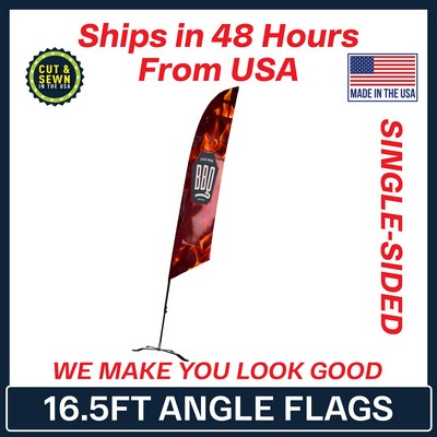 16.5' Angle Flag - Single Sided w/Black X Base - Made in the USA