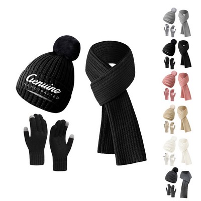 Beanie Scarf Gloves Set