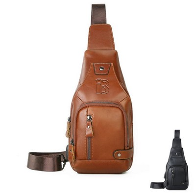 Outings Fashion-Forward Men'S Genuine Leather Chest Bag