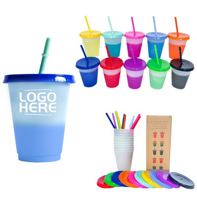 16 Oz Color Changing PP Tumbler With Straw