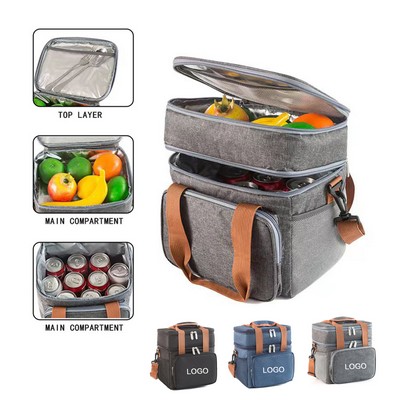 13L Double Layer Insulated Cooler Lunch Bag Waterproof Thermal Bag