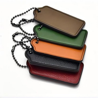 Small Genuine Leather Keychain with Metal Ball Chain