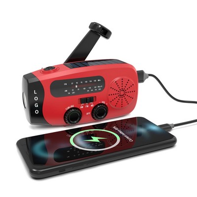 Emergency NOAA Weather Radio with 2000mAh Power Bank, Solar & Hand Crank, LED Flashlight & SOS Alarm