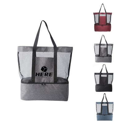Oversized Mesh Beach Tote Bag with Wet/Dry and Cooler Compartment
