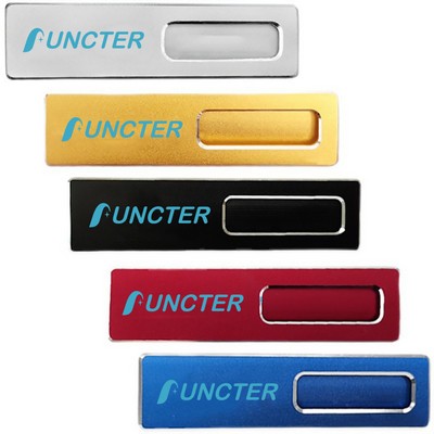 Professional Aluminum Alloy Name Tags Nameplate Badge with Safety Pin & Window #19
