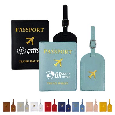 Debossed Rfid-Blocking PU Passport Cover & Luggage Tag Set