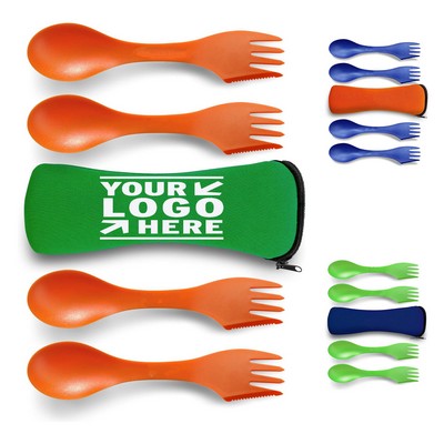 Durable BPA Free 4 Pcs Spork Spoon Set