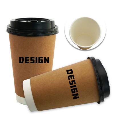 16oz Disposable Kraft Paper Coffee Cup