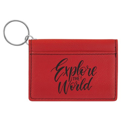Red Keychain ID Holder, Laserable Leatherette