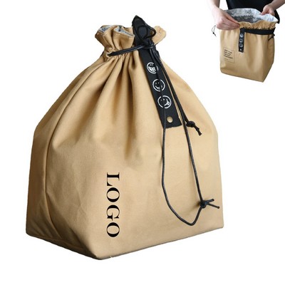 Double-layer Drawstring Portable Lunch Box Bag