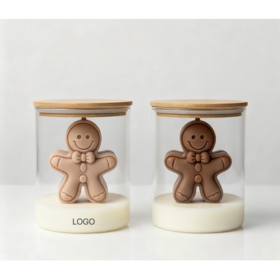 Christmas Gingerbread Man Scented Candle Cup with Soy Wax Blend Holiday Gifts