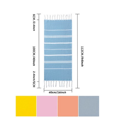 Fringed Striped Polyester Kitchen Towel