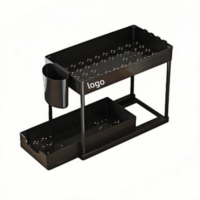Double Tier Pull Out Kitchen Organizer for Under Sink or Countertop Use