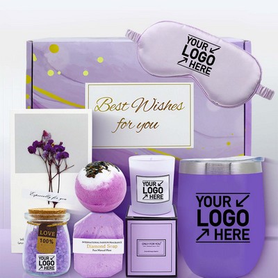 Lavender Aromatherapy Spa Bath Gift Set With Stainless Steel Cup