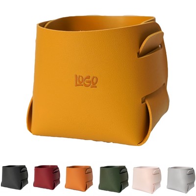 Foldable PU Leather Desktop Storage Organizer