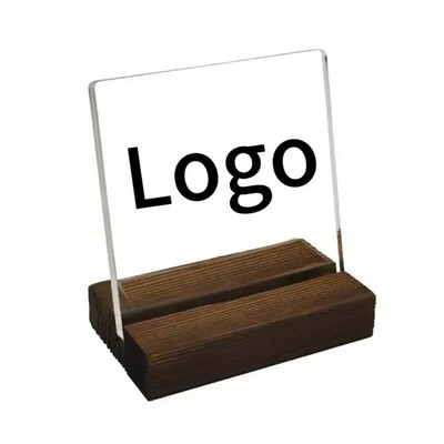 Custom Desk Decor Acrylic Sign Holder w/ Wooden Base
