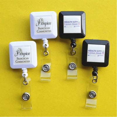 Square Retractable Badge Holder with Full Color Logo