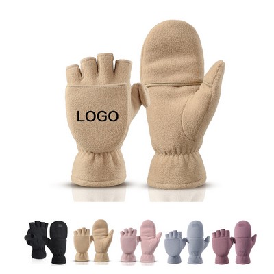 2In1 Thermal Warm Polar Fleece Winter Convertible Gloves Flip Top Mittens