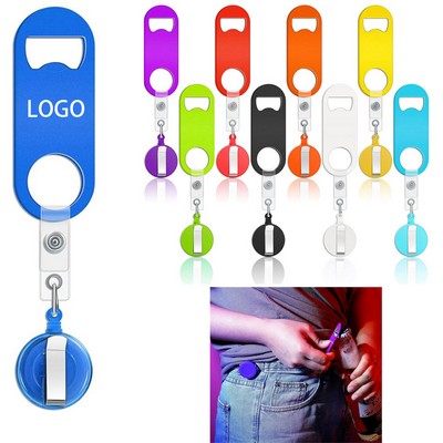 Carbon Steel Bottle Opener W/ 360 Rorating Retractable Keychain