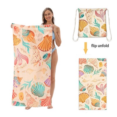 Full-Color Microfiber Beach Towel&Drawstring Backpack