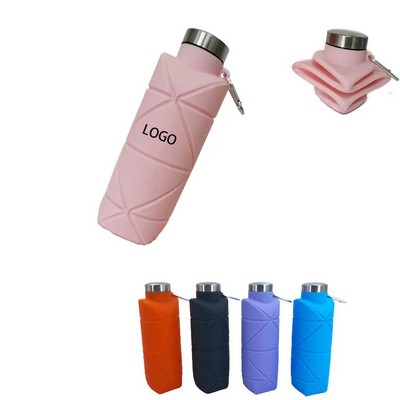 Collapsible Silicone Sports Water Bottle 24oz Foldable Portable