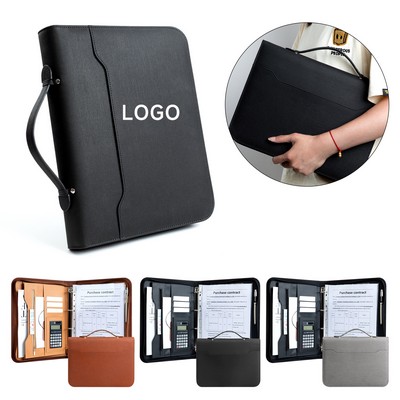 Zippered Leather Folder w/Calculator