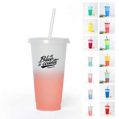 16oz Color Changing Tumbler with Splash-Proof Straw