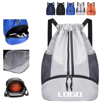 13" x 19" Adjustable Drawstring Bag with Shoe Pocket & Large Capacity