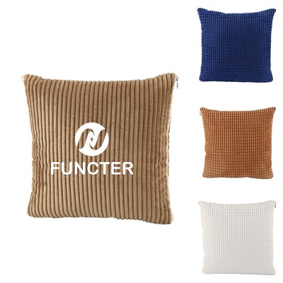 Corduroy 2-in-1 Pillow Blanket (15.7x15.7 Inches) – Linen Shell, Cotton-Filled